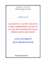 Giải pháp nâng cao chất lượng dịch vụ phục vụ khách hàng của công ty du lịch vietsuntourist đối với loại hình du lịch vui chơi giải trí