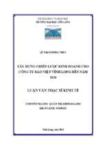 Xây dựng chiến lược kinh doanh của công ty bảo việt vĩnh long đến năm 2020