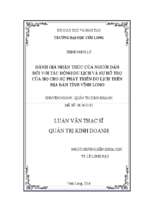 đánh giá nhận thức của người dân đối với tác động du lịch và sự hỗ trợ của người dân cho sự phát triển du lịch trên địa bàn tỉnh vĩnh long