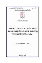  nghiên cứu kết quả phẫu thuật tạo hình thiểu sản vành tai nặng theo kỹ thuật nagata