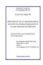 Phân tích các yếu tố ảnh hưởng đến sự hài lòng của du khách nội địa đối với du lịch sinh thái tại vĩnh long