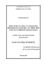 Phân tích các nhân tố ảnh hưởng đến động lực làm việc của nhân viên tại công ty cổ phần du lịch an giang