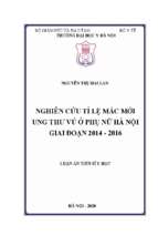  nghiên cứu tỷ lệ mắc mới ung thư vú ở phụ nữ hà nội giai đoạn 2014 2016