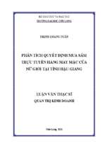 Phân tích quyết định mua sắm trực tuyến hàng may mặc của nữ giới tại tỉnh hậu giang