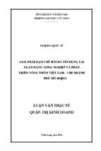 Giải pháp hạn chế rủi ro tín dụng tại ngân hàng nông nghiệp và phát triển nông thôn việt nam   chi nhánh phú mỹ hưng