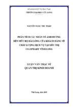 Phân tích các nhân tố ảnh hưởng đến mức độ hài lòng của khách hàng về chất lượng dịch vụ tại siêu thị co.opmart vĩnh long