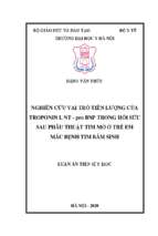  nghiên cứu vai trò tiên lượng của troponin i, nt probnp trong hồi sức sau phẫu thuật tim mở ở trẻ em mắc bệnh tim bẩm sinh