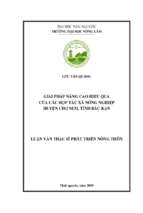 Giải pháp nâng cao hiệu quả hoạt động của htx nông nghiệp trên địa bàn huyện chợ mới, tỉnh bắc kạn