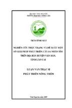 Nghiên cứu thực trạng và đề xuất một số giải pháp phát triển cây sa nhân tím trên địa bàn huyện văn bàn, tỉnh lào cai