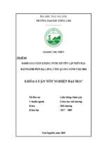 đánh giá chất lượng nước hồ yên lập trên địa bànthành phố hạ long, tỉnh quảng ninh năm 2018 đã được lựa chọn thực hiện