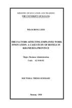 Các nhân tố ảnh hưởng đến sự đổi mới trong công việc của người lao động trường hợp nghiên cứu tại các khách sạn ở khánh hòa tt tiếng anh