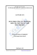 Hoàn thiện công tác thanh tra, kiểm tra thuế tại cục thuế tỉnh vĩnh phúc