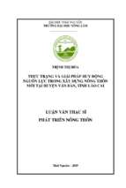 Thực trạng và giải pháp huy động nguồn lực trong xây dựng nông thôn mới tại huyện văn bàn, tỉnh lào cai