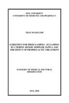 Nghiên cứu kết quả sàng lọc bệnh lý tiền sản giật   sản giật bằng xét nghiệm papp a, siêu âm doppler động mạch tử cung và hiệu quả điều trị dự phòng tt tiếng anh