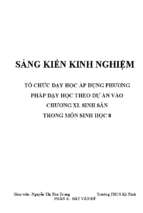 Skkn tổ chức dạy học áp dụng phương pháp dạy học theo dự án vào chương xi. sinh sản trong môn sinh học 8