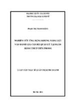 Nghiên cứu ứng dụng khung năng lực vào đánh giá cán bộ quản lý tại ngân hàng tmcp tiên phong