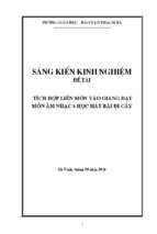 Skkn tích hợp liên môn vào giảng dạy môn âm nhạc 6 học hát bài đi cấy