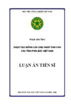 Chọn tạo giống lúa chịu ngập úng cho các tỉnh phía bắc việt nam