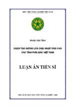 Chọn tạo giống lúa chịu ngập úng cho các tỉnh phía bắc việt nam