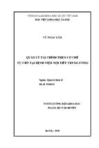 Quản lý tài chính theo cơ chế tự chủ tại bệnh viện nội tiết trung ương