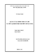 Quản lý tài chính theo cơ chế tự chủ tại bệnh viện nội tiết trung ương