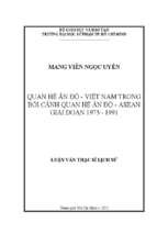 Quan hệ ấn độ   việt nam trong bối cảnh quan hệ ấn độ   asean giai đoạn 1975   1991