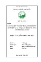 đánh giá hiệu quả kinh tế của mô hình trồng bưởi diễn tại xã tân quang, thành phố sông công, tỉnh thái nguyên
