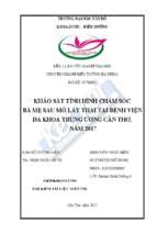 Khảo sát tình hình chăm sóc bà mẹ sau mổ lấy thai tại bệnh viện đa khoa trung ương cần thơ, năm 2017