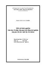 Một vài kinh nghiệm giáo dục kĩ năng sống qua hoạt động trải nghiệm sáng tạo cho học sinh lớp chủ nhiệm