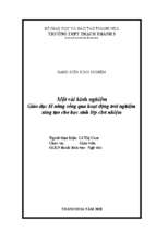 Skkn một vài kinh nghiệm giáo dục kĩ năng sống qua hoạt động trải nghiệm sáng tạo cho học sinh lớp chủ nhiệm