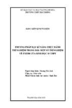 Phương pháp dạy kĩ năng thực hành thí nghiệm trong bài  một số thí nghiệm về enzim của sinh học 10 thpt