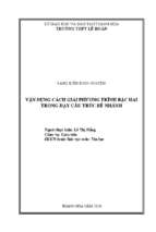 Vận dụng cách giải phương trình bậc 2 trong dạy cấu trúc rẽ nhánh