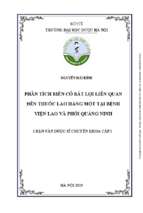 Phân tích biến cố bất lợi liên quan đến thuốc lao hàng một tại bệnh viện lao và phổi quảng ninh