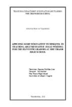 Applying some innovative techniques in teaching argumentative essay writing for the eleventh graders at nhu thanh high school