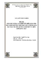 Giáo dục nâng cao tình yêu biển, đảo cho học sinh trường thpt hậu lộc 4, thông qua bài  bảo vệ chủ quyền lãnh thổ và biên giới quốc gia