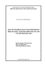 Một số giải pháp quản lí đổi mới phương pháp dạy học ở trường thpt đáp ứng yêu cầu đổi mới giáo dục