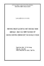 Phương pháp tạo hứng thú cho học sinh khi dạy – học các tiết văn học sử trong chương trình ngữ văn 10 – ban cơ bản.