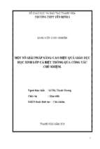 Một số giải pháp nâng cao hiệu quả giáo dục học sinh lớp cá biệt thông qua công tác chủ nhiệm