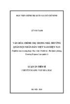 Văn hóa chính trị trong nhà trường quân đội nhân dân việt nam hiện nay (nghiên cứu trường hợp học viện chính trị bộ quốc phòng, trường sĩ quan lục quân 1)