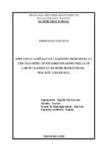 Applying cooperative learning principles to the teaching of english speaking skills in large classes at ba đình high school