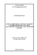 đánh giá hiện trạng và đề xuất giải pháp cải thiện môi trường nông thôn tại xã hòa bắc, huyện hòa vang, thành phố đà nẵng