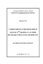 Common errors in reported speech made by 11th graders at an upper secondary school in ho chi minh city