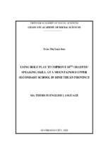 Using role play to improve 10th graders’ speaking skill at a mountainous upper secondary school in binh thuan province