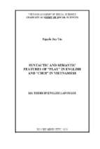 Syntactic and semantic features of “play” in english and “chơi” in vietnamese