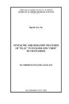 Syntactic and semantic features of “play” in english and “chơi” in vietnamese