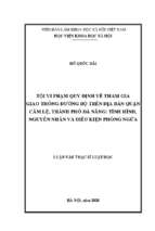 Tội vi phạm quy định về tham gia giao thông đường bộ trên địa bàn quận cẩm lệ, thành phố đà nẵng tình hình, nguyên nhân và điều kiện phòng ngừa