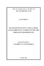 Bảo đảm quyền bào chữa của bị can trong giai đoạn điều tra vụ án hình sự từ thực tiễn trên địa bàn thành phố hà nội