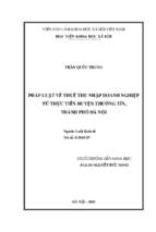 Pháp luật về thuế thu nhập doanh nghiệp từ thực tiễn huyện thường tín, thành phố hà nội