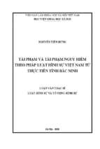 Tái phạm và tái phạm nguy hiểm theo pháp luật hình sự việt nam từ thực tiễn tỉnh bắc ninh