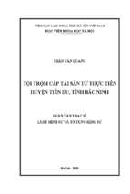 Tội trộm cắp tài sản từ thực tiễn huyện tiên du, tỉnh bắc ninh